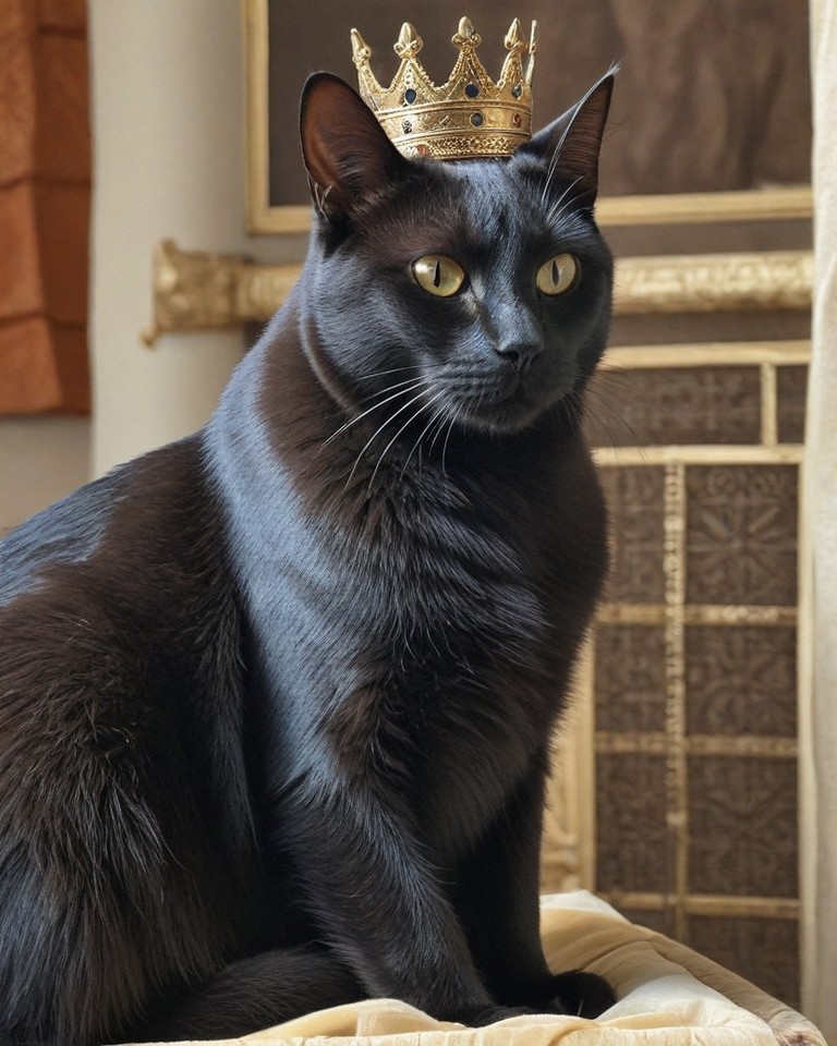 Cat pet portrait in Royal Monarch style — a cat in royal robes